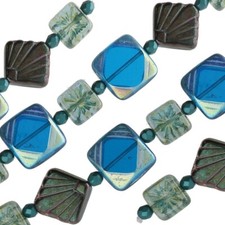 6-inch strand of High-Quality Czech Glass Beads - Table cut designs - CGS247