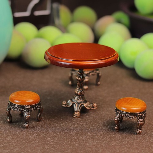 1:12 Scale Dollhouse Miniatures Furniture Round Table Stool Decorate Accessorie - Picture 5 of 14