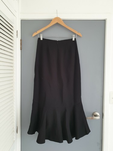 NWT C/MEO COLLECTIVE METAL CLOUDS FLARE RUFFLE FRILL TEXTURE MIDI SKIRT XS $180 - Picture 3 of 10