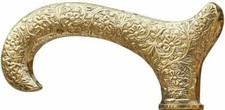Derby Brass Designer Handle for Walking Canes Stick Brass wooden Golden Finish
