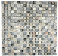 Mosaik Fliese Grau Quadratisch Resin Glasmosaik Naturstein Wc WB92-02M7 |1 Matte