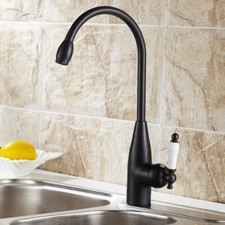Black Oil Rubbed Brass Kitchen Faucet Swivel Single Handle Sink Mixer Tap fsf104