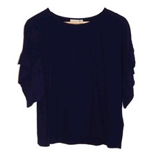 elk size 6 (8-10) Navy Blue Short Sleeve Oversized Boxy Fit Blouse