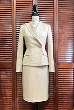 Anne Klein Career Suit Set Blazer Jacket Skirt Size 2 Beige