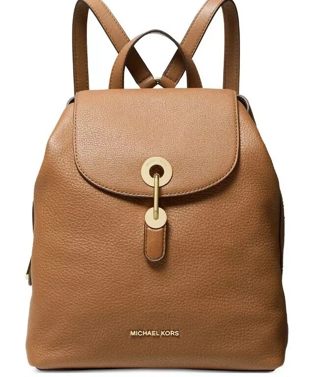 Michael Kors Raven Leather Acorn Gold Backpack In Original Packaging