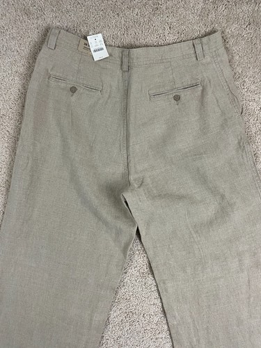Pantalones Chinos J Crew Para Hombre 36x32 Lino Regular Botón Recto Bolsillos con Cremallera Beige - Imagen 6 de 15