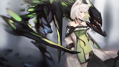 Anime 2d digital art artwork animal ears dress arknights Playmat Gaming Mat Desk