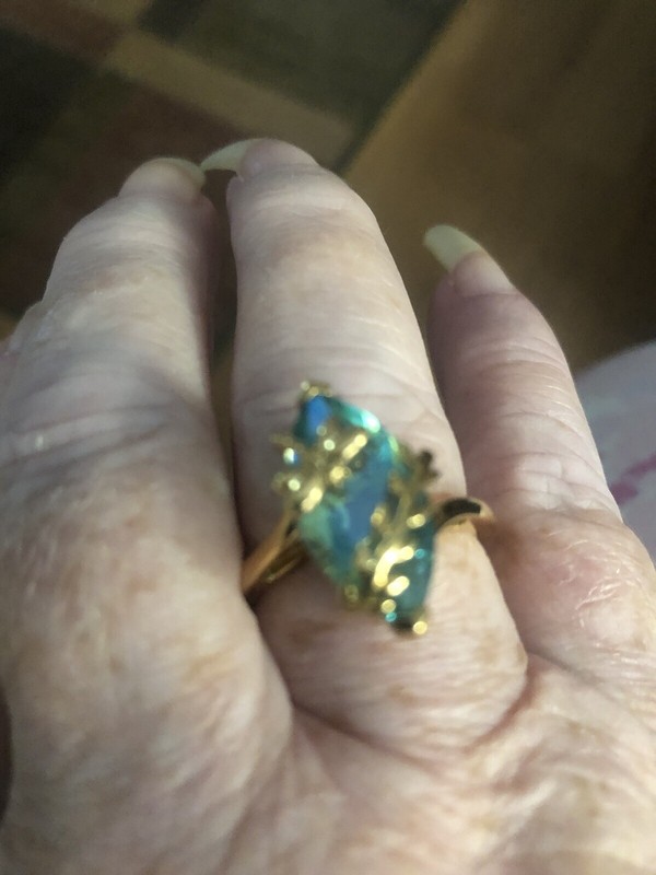 GP Premium Peacock Quartz Dragonfly Ring In 18k Vermil YG Over Sterling Silver 