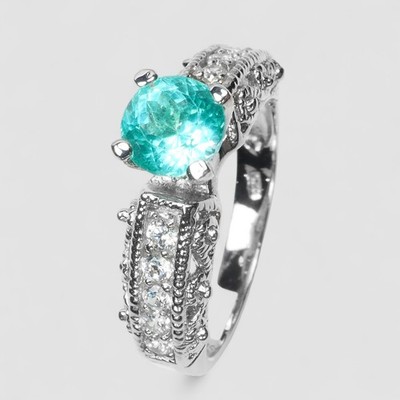 0.76Ct Paraiba Tourmaline Greenish Neon Blue 925 Sterling Silver Handmade Rings
