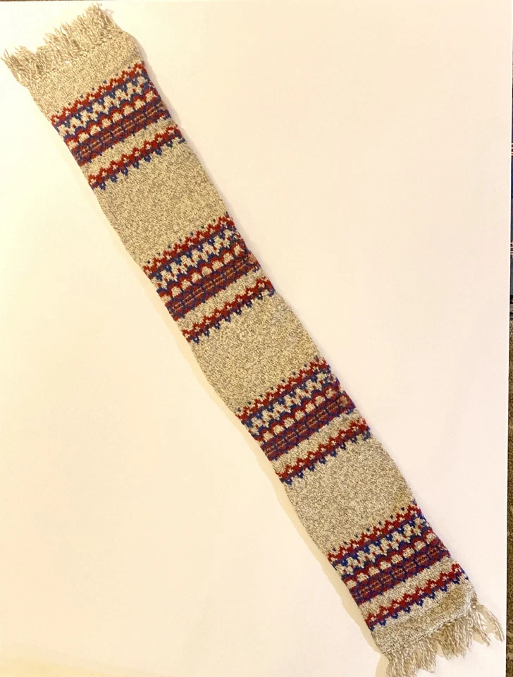 Vintage 60s Pendleton Fair Isle Pure Virgin Wool Scarf  USA Beige Blue Red READ - Image 4 of 4
