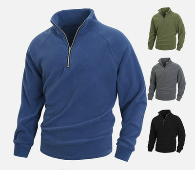 Sweatshirt Pullover Herren Half Zip Pullover Stehkragen Langarm Mäntel Tops