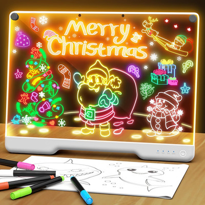 Portable LED Note Board 16in Rechargeable Dry Erase with Stand 5 Markers