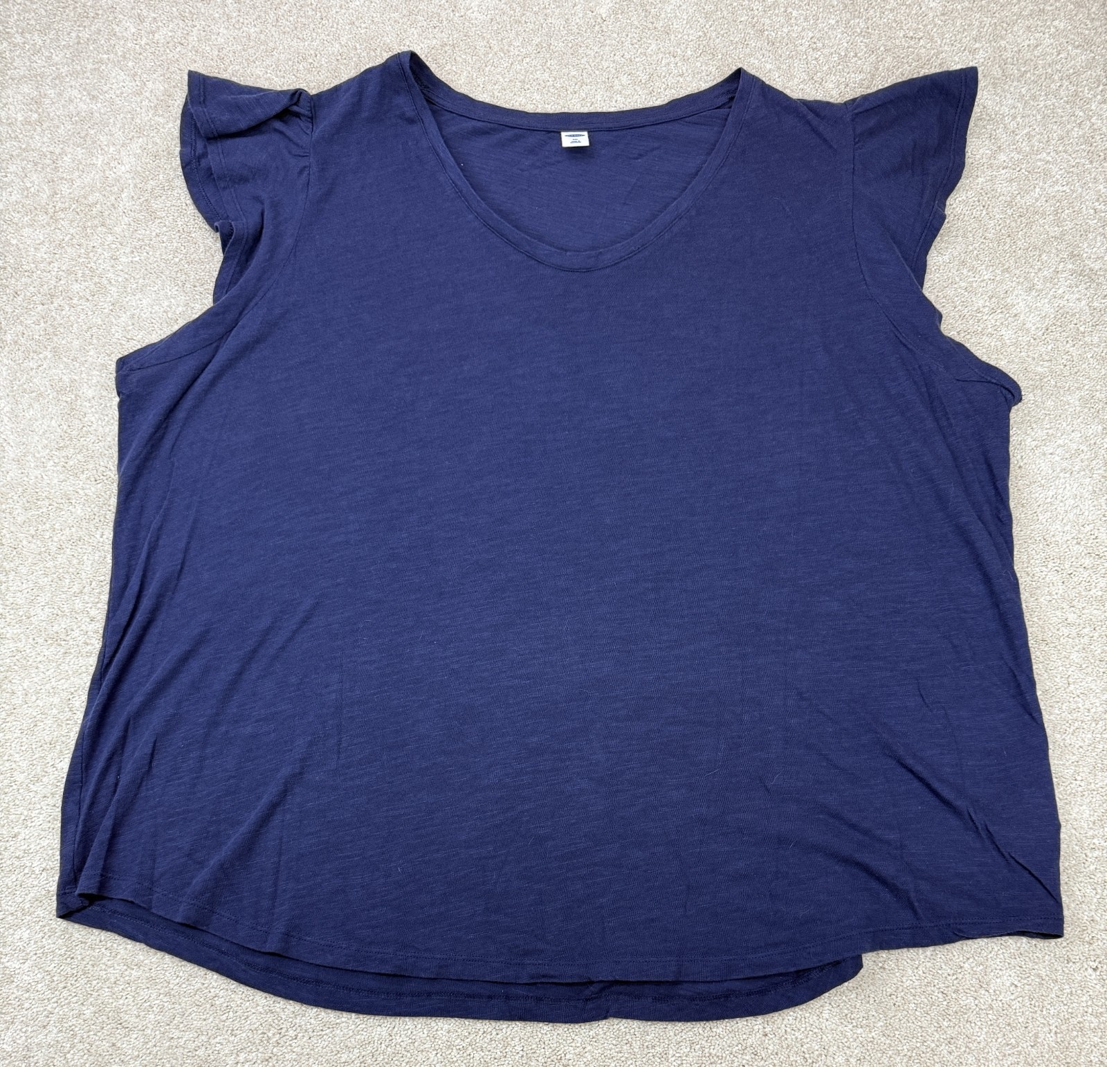 Old Navy Women's XXL Solid Navy Blue V-Neck Short Cap Sleeve T-Shirt  Top NWOT