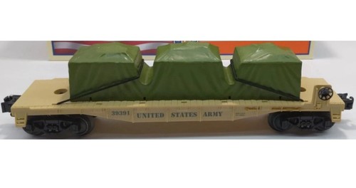 LIONEL EJÉRCITO DE EE. UU. FLATCAR CON CARGA DE LONA 6-39391! TREN MILITAR CALIBRE O & 0/27 | Condition: New