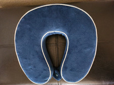 World 's Best Travel Neck Pillow U-Shape Navy Snap Closure NEW