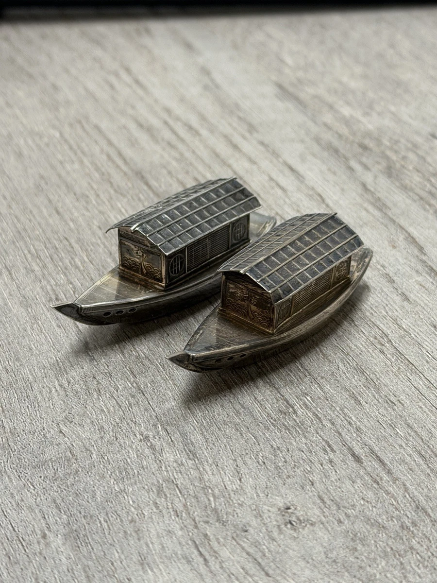 Japanese Antique US Sterling Silver Salt & Pepper Shakers for sale