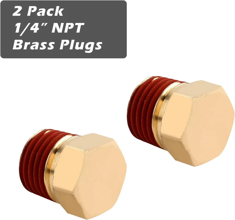 5 Piece 1/4 Inch Compressor Air Tank Port Fittings Drain Valve Kit with Solid Br - image 2 of 4