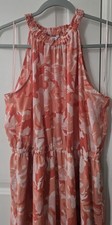 Nine West Sleeveless Coral Floral Print Maxi Dress Size XL