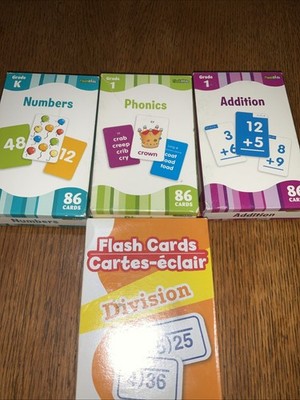 Flash Kids  Flash Cards 4 Pack Numbers, Phonics, Addition & Division K-3rd Grade