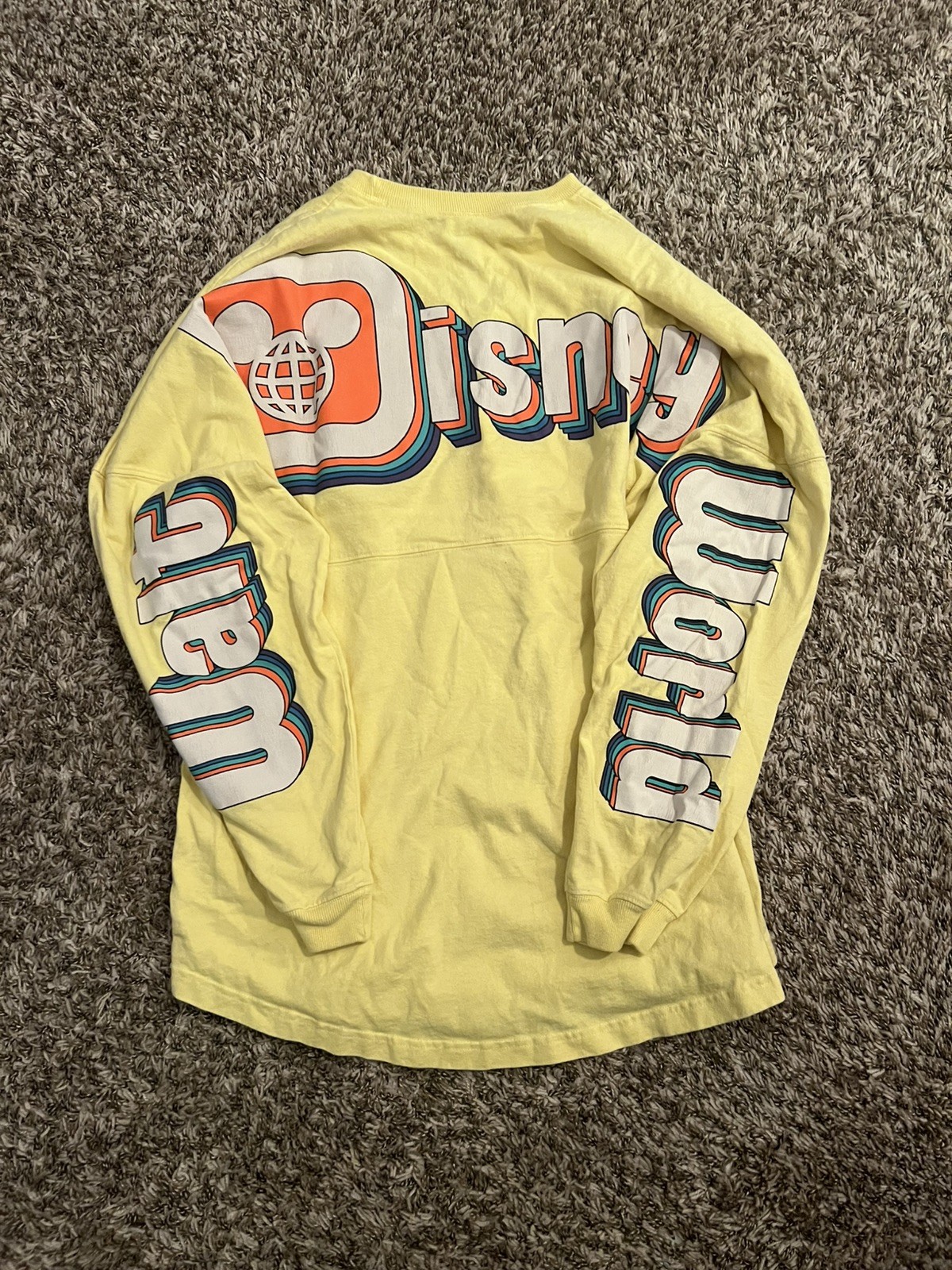 Disney Parks Walt Disney World Retro Logo Yellow Spirit Jersey Adult Size Medium