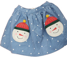 Excellent Pre-Loved Mini Boden Sz 8-9 Fun Pocket Skirt Snowman
