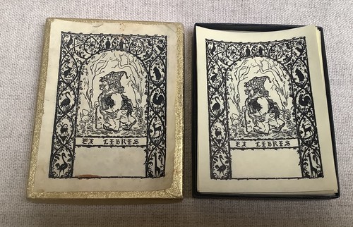 VTG Antioch Bookplate Ex Libris Gnome 35 Decorative Self Adhesive Labels Boxed
