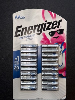 Energizer Ultimate Lithium 20 AA Single Use Batteries Sealed Package Exp.12/2039