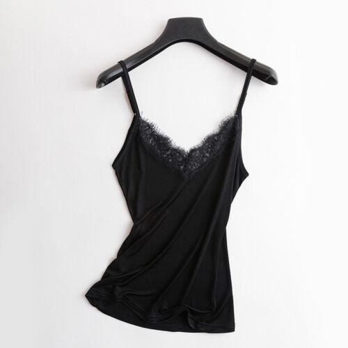 Damen Seide Unterhemd Spaghetti Top Oberteil Schlicht Trägertop Hemd Shirt DE - Bild 8 von 23