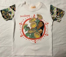 DISNEY VTG 90s POCAHONTAS SUNFLOWER SHIRT - YOUTH SMALL - COTTON