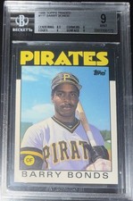 BGS 9 Barry Bonds 1986 Topps Traded #11T Rookie Card Pittsburgh Pirates Mint RC. rookie card picture