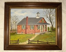 Musser’s School - Lancaster County PA Original  Vintage Canvas Painting