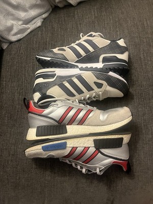 (2) Pairs Adidas - ZX750 Blue White Plaid + Silver Rising Star 11.5