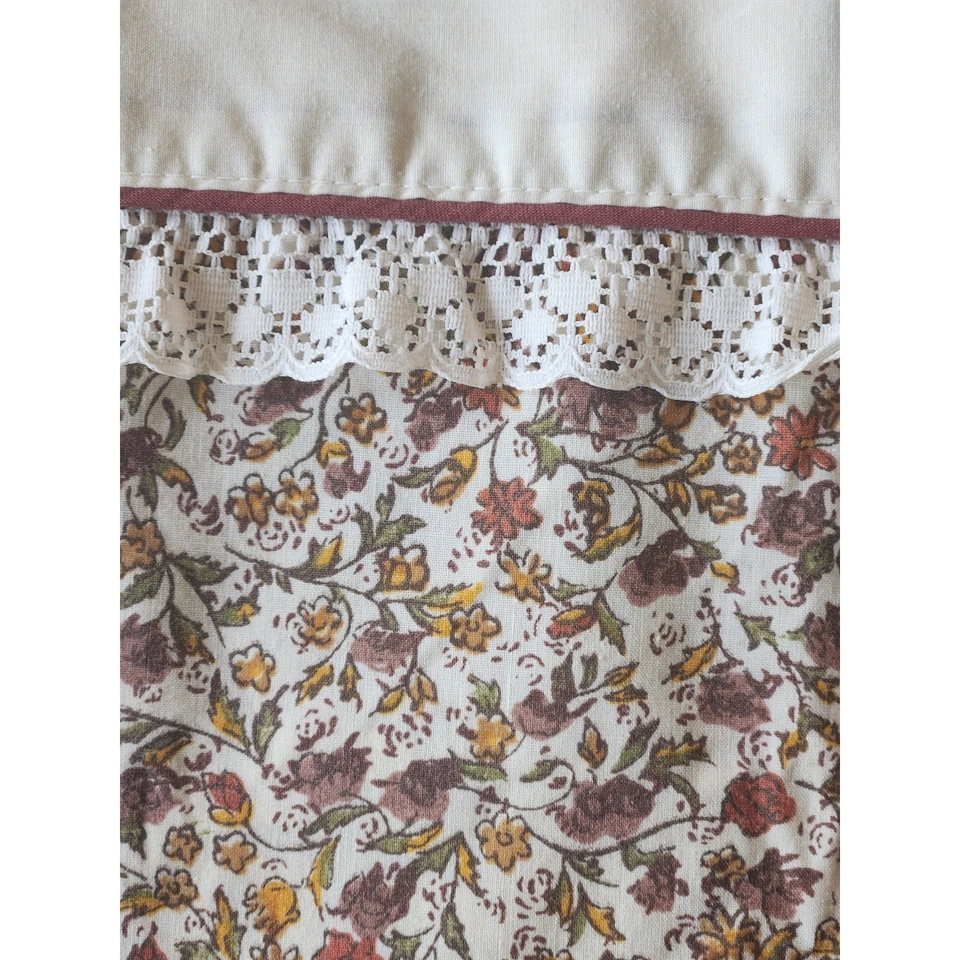 VTG JC Penney Prairie Home Queen Flat Sheet Brown Floral Pattern Cottage Core - Image 3 of 4