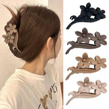 4 PCS Flower Clip Matte Medium Hair Claw Thin Hold Long Floral Cute Band