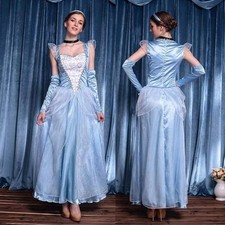 Damen Damen Aschenputtel Prinzessin Blaue-Faschingskostüm Outfit Cosplay Mode De