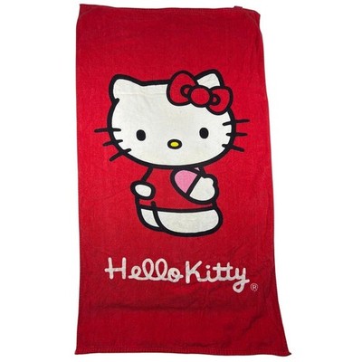 Sanrio Hello Kitty Red Bath Towel 100% Cotton 140x70cm 2015 Licensed Kawaii