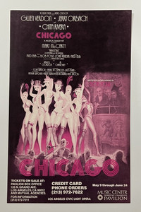 1978 Chicago Musical Original Poster Gwen Verdon Chita Rivera Bob Fosse 14"x 22"