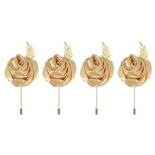 4Pcs Groom Boutonnieres Rose Boutonnieres Pins Khaki 4.7"x2" 