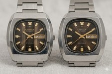 LOT OF 2 Vintage Citizen Automatic 1970s Men Watches Brown Dial - 21J & 23J