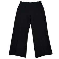 Lauren Ralph Lauren Black 100 Silk Wide Leg Trousers High Rise Size 16 Lined