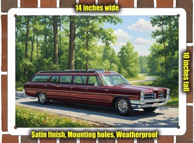 Metal Sign - 1966 Pontiac 12 Passenger Coach Oil Painting - 14x10