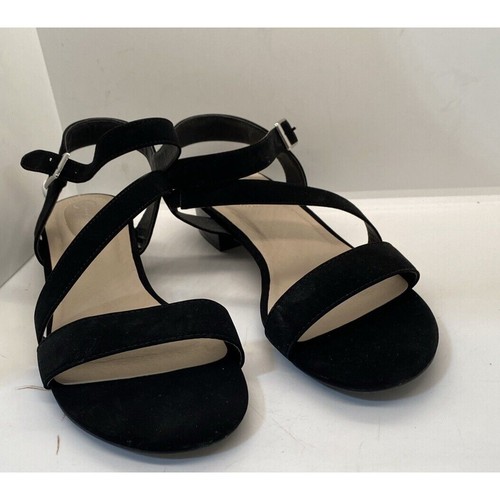 Comfort Slingback Sandal Faux Suede Open Toe Ankle Strap Black Size 9 - Picture 3 of 5