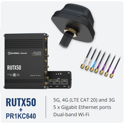 Teltonika RUTX50 Industrial 5G LTE CAT20 Router black PR1KC640 5G COMBO Antenne