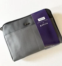 TUMI  & BOMBAS Amenity Travel Toiletry Bag Case Kit Delta First Class One  Gray