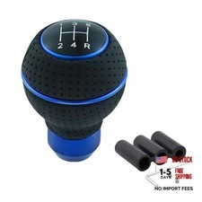 5 Speed Shift Knob Round Ball Gear Stick Leather Shifter Knob Handle Black Blue
