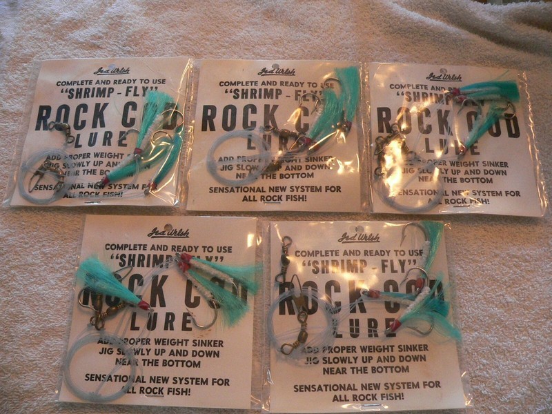 jed welsh shrimp fly rig 7/0 blue/white 3 hook rig 5 pack $15 for deep jigging