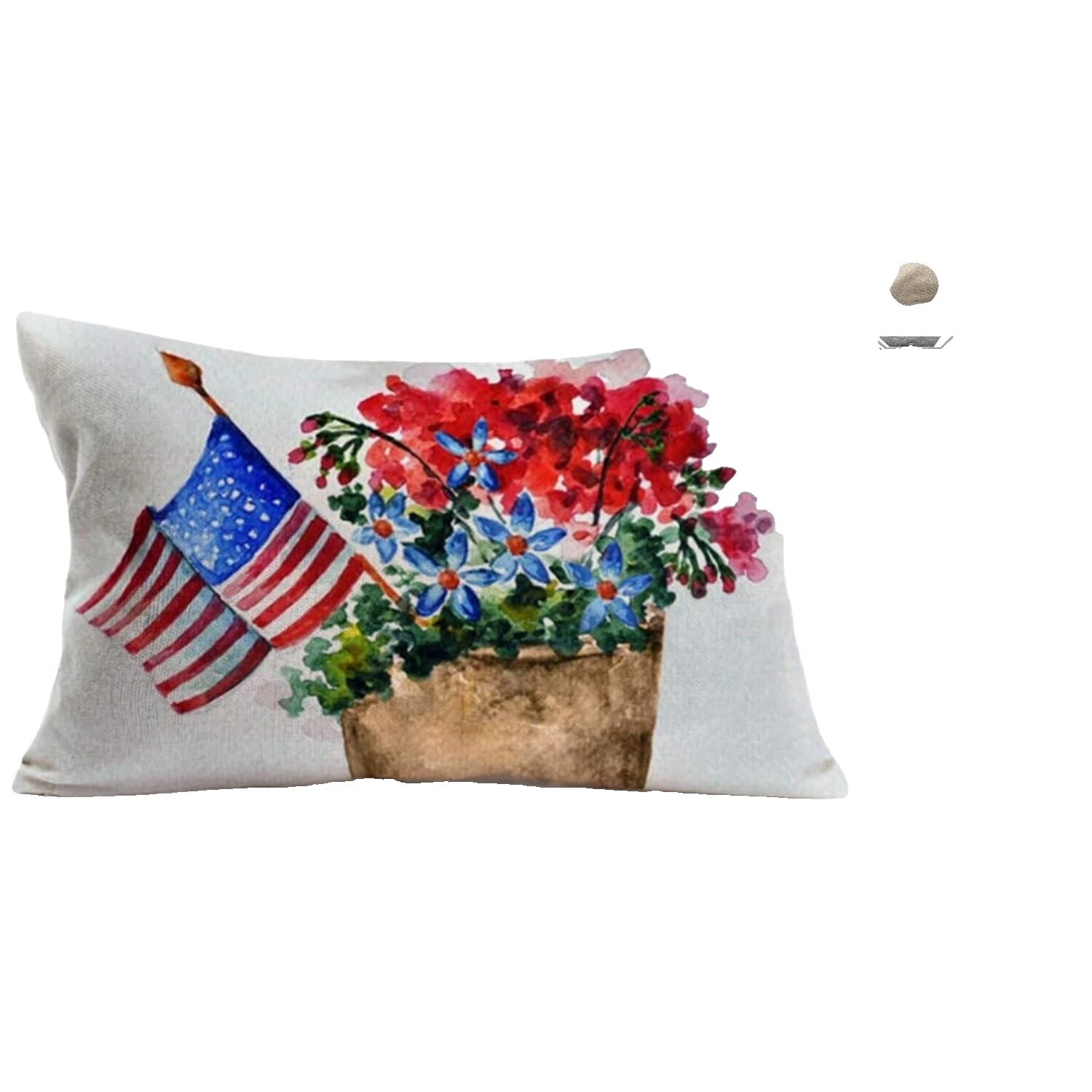 Floral Cotton Blend Patriotic Home Décor Pillows