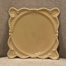 California Pantry Ceramic Embossed 6” Square Trinket Candle Crudite Plate -WHEAT