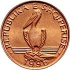 Albania Albanien Albanie 1 Lek 1996 UNC Coin Bronze KM75 Bird Pelican