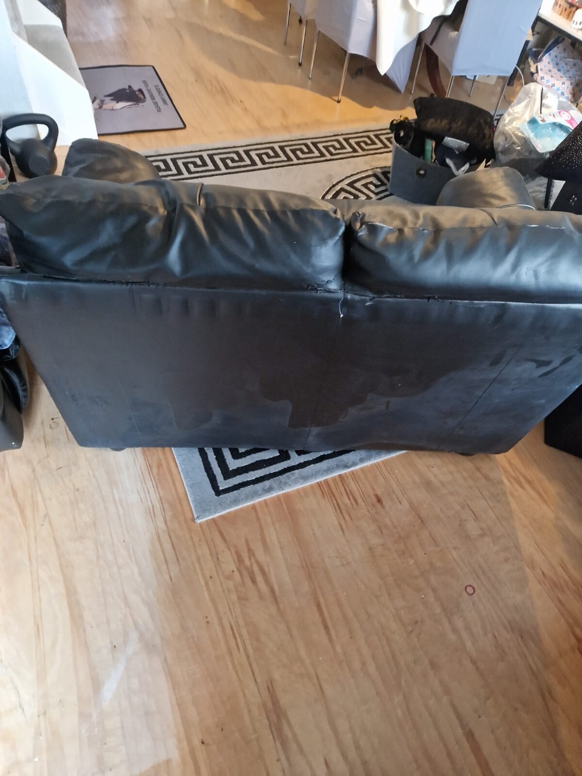 2 Seater black leather Sofa eBay
